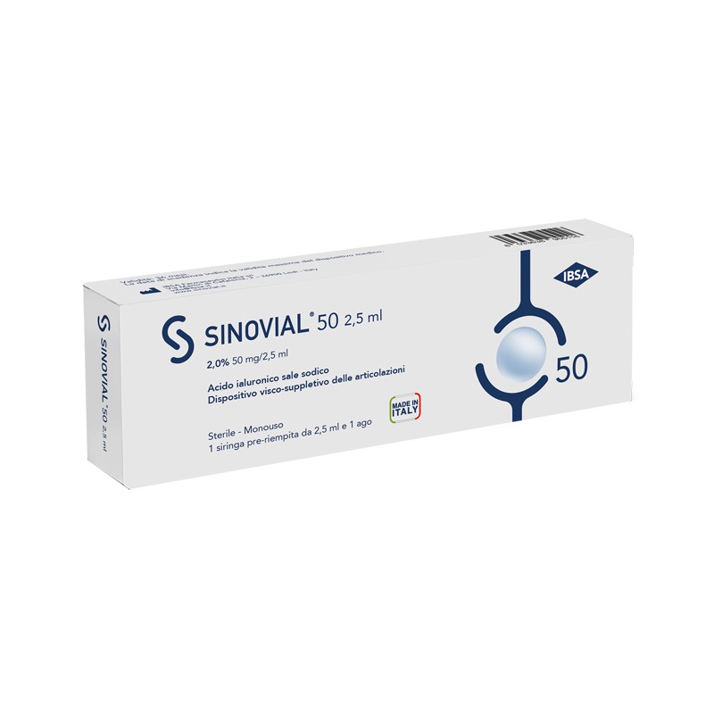 Ibsa Farmaceutici Italia Siringa Intra-articolare Sinovial 50 Acido Ialuronico 2% 50 Mg/2,5 Ml 1 Fs + Ago Gauge 21 1 Pezzo