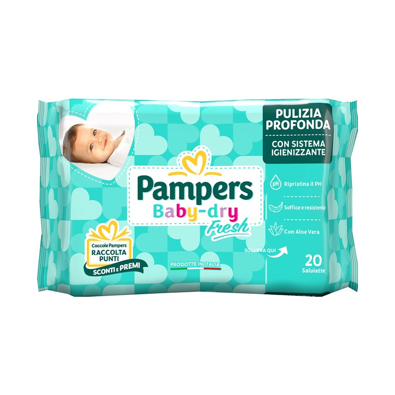 Fater Salviettine Umidificate Pampers Baby Fresh 30% + Consistente 20 Pezzi