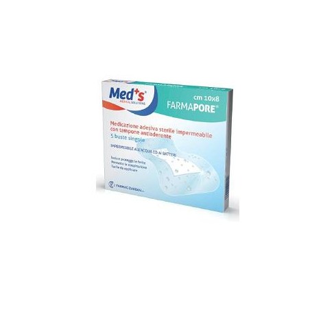 Farmac-zabban Medicazione Meds Pore Adesiva Impermeabile 10x8cm 5 Pezzi