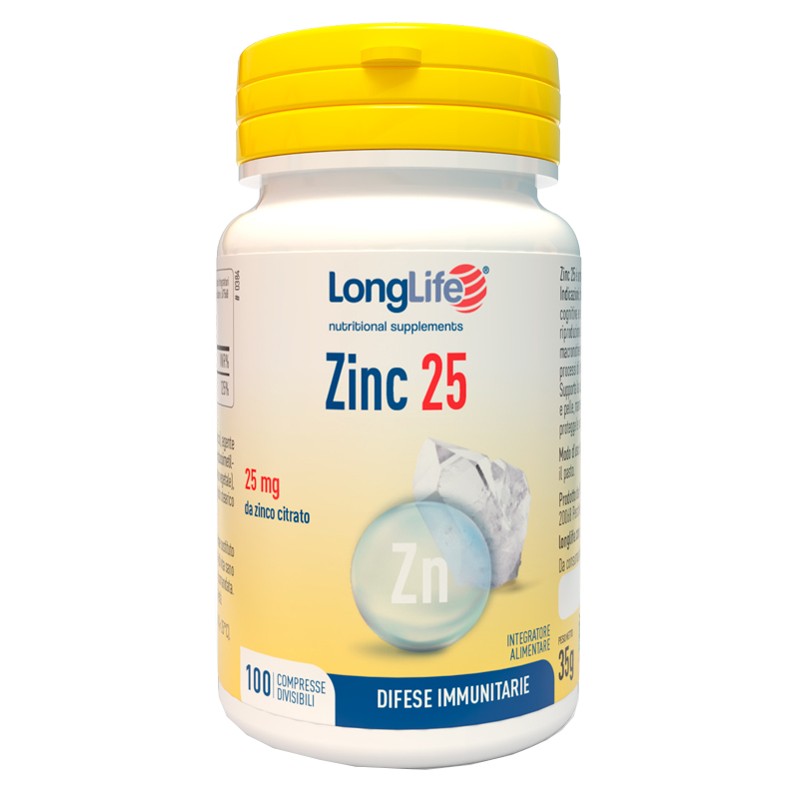 Longlife Zinc 25 Mg 100 Compresse