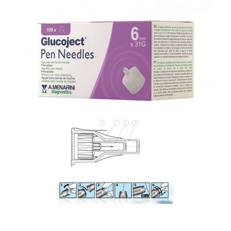 A. Menarini Diagnostics Ago Per Penna Da Insulina Glucoject Lunghezza 6 Mm Gauge 31 100 Pezzi