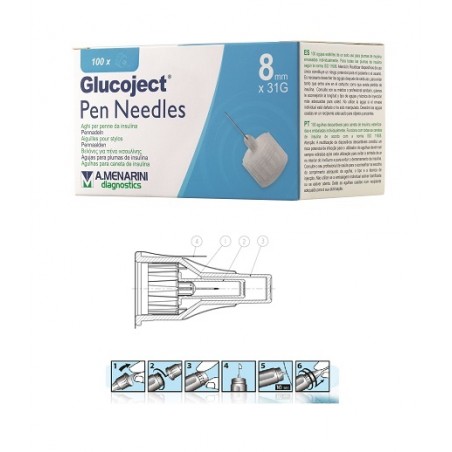 A. Menarini Diagnostics Ago Per Penna Da Insulina Glucoject Lunghezza 8 Mm Gauge 31 100 Pezzi