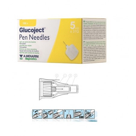 A. Menarini Diagnostics Ago Per Penna Da Insulina Glucoject Lunghezza 5 Mm Gauge 31 100 Pezzi