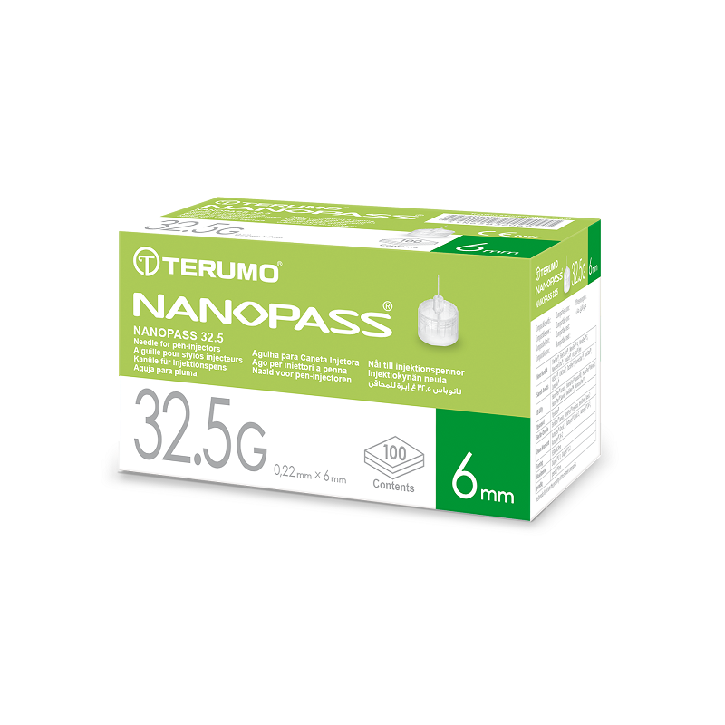 Terumo Ago Per Penna Da Insulina Nanopass 32,5 Gauge Lunghezza 6 Mm 100 Pezzi