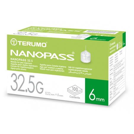 Terumo Ago Per Penna Da Insulina Nanopass 32,5 Gauge Lunghezza 6 Mm 100 Pezzi