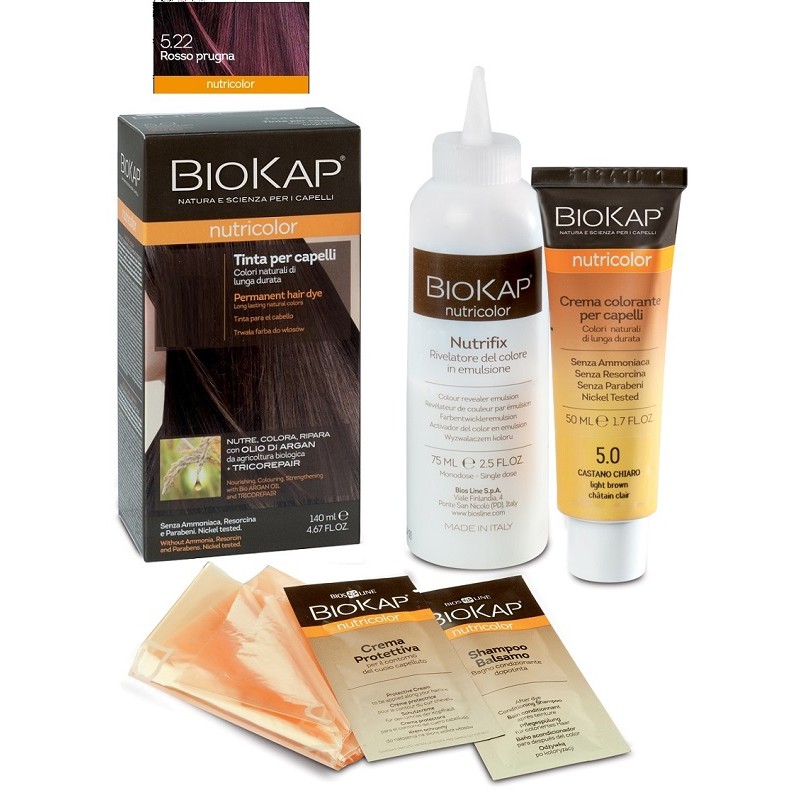 Bios Line Biokap Nutricolor 5,22 Rosso Prugna Tinta Tubo + Flacone