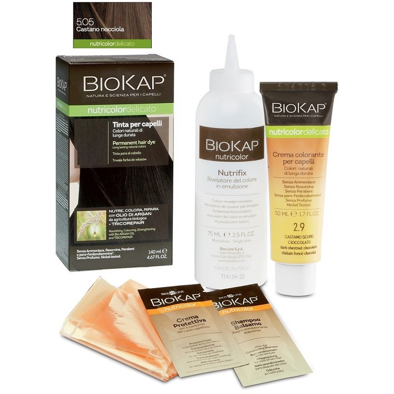 Bios Line Biokap Nutricolor Delicato 5,05 Castano Nocciola Tinta Tubo + Flacone