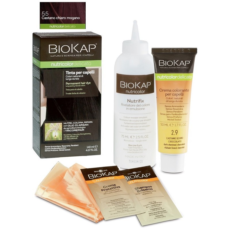 Bios Line Biokap Nutricolor Delicato 5,50 Castano Chiaro Mogano Tinta Tubo + Flacone