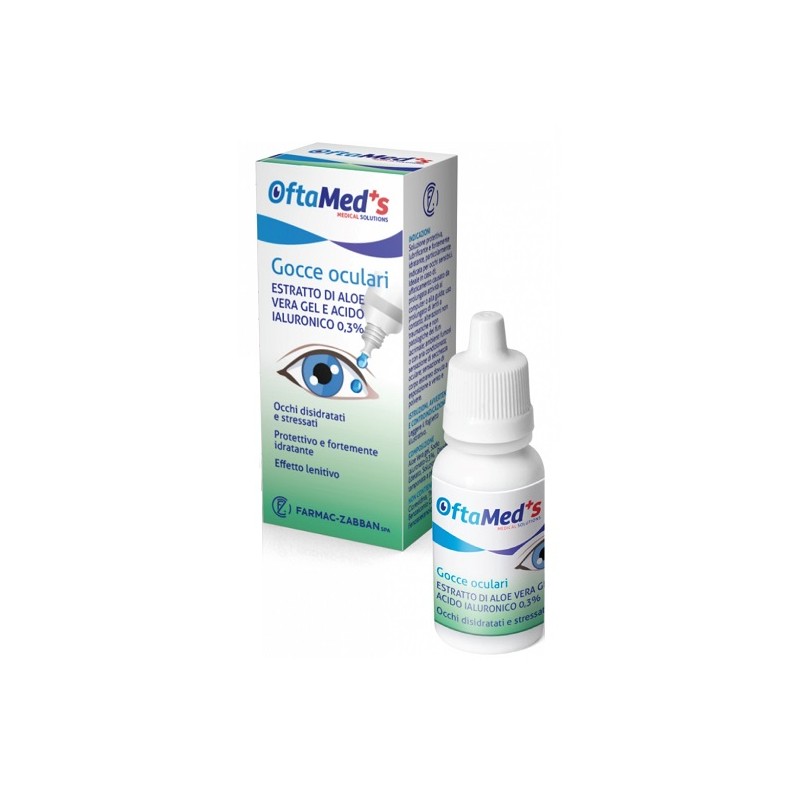 Farmac-zabban Oftamed's Gocce Oculari Occhi Disidratati E Stressati Estratto Aloe Vera Gel E Acido Ialuronico 0,3% 10 Ml