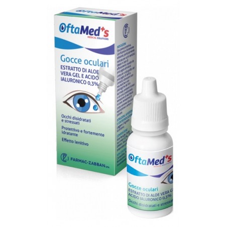 Farmac-zabban Oftamed's Gocce Oculari Occhi Disidratati E Stressati Estratto Aloe Vera Gel E Acido Ialuronico 0,3% 10 Ml