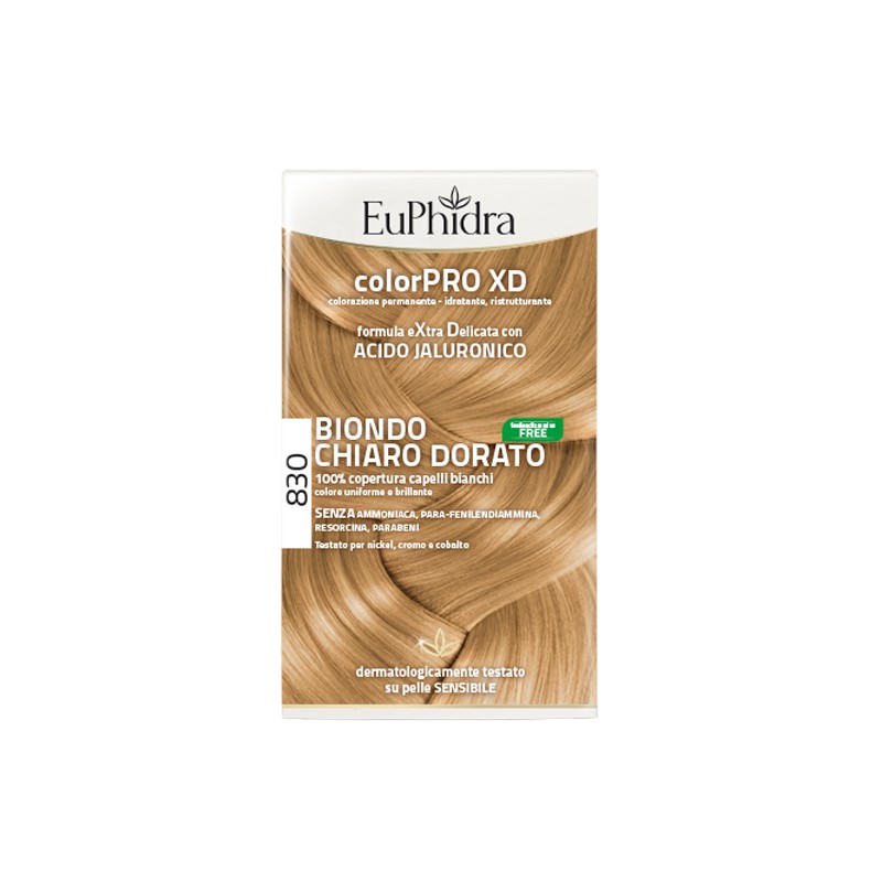 Zeta Farmaceutici Euphidra Colorpro Xd 830 Biondo Chiaro Dorato Gel Colorante Capelli In Flacone + Attivante + Balsamo + Guanti