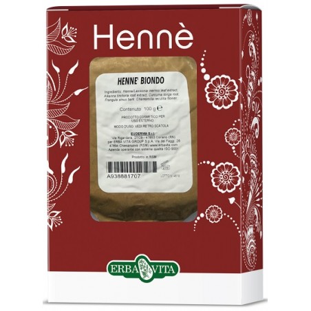 Erba Vita Group Henne Colorante Capelli Biondo 100 G