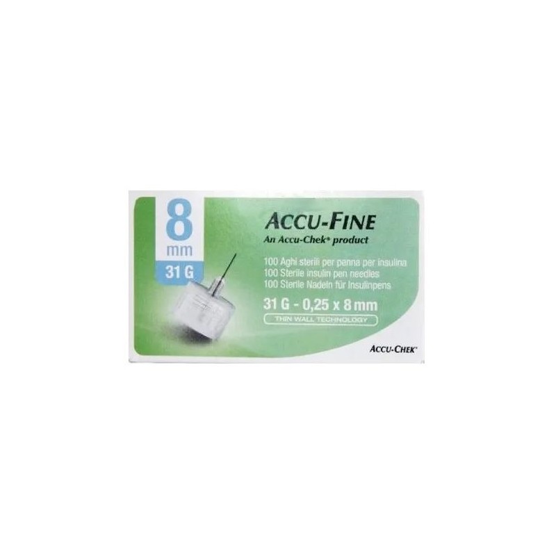 Roche Diabetes Care Italy Ago Per Penna Da Insulina Accu-fine Pen Needle Accu-chek Gauge 31 X 8mm 100 Pezzi