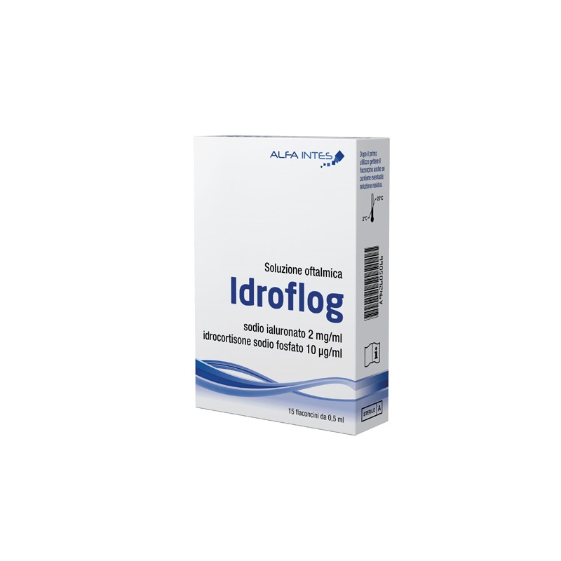 Alfa Intes Soluzione Oftalmica Idroflog A Base Di Ialuronato Di Sodio E Idrocortisone Sodio Fosfato 15 Flaconcini Da 0,5 Ml