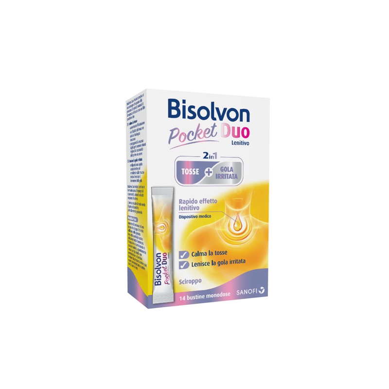 Opella Healthcare Italy Bisolvon Duo Pocket Lenitivo Tosse + Gola Irritata A Base Di Miele E Altea 14 Bustine Monodose 10 Ml