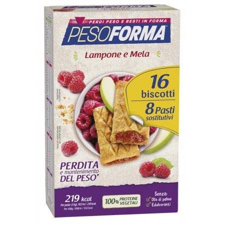 Nutrition & Sante' Italia Pesoforma Biscotti Lampone E Mela 16 Biscotti X 33g 8 Pasti Sostitutivi